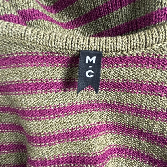 M.C Womens Wool Rayon Blend Scoop Neck Striped Knit Tank Top Green/Purple Casual - Picture 3 of 10